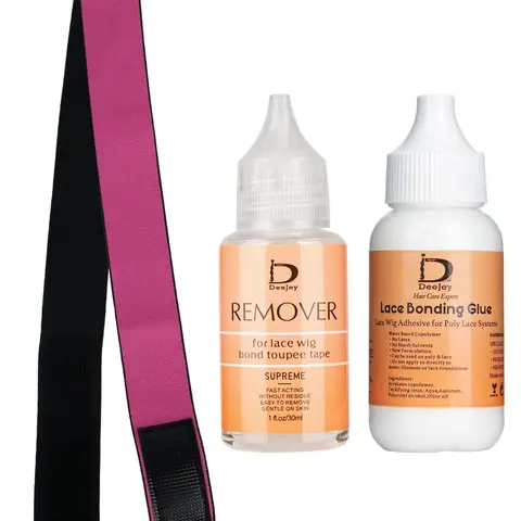 Wig Glue & Remover & Reversible Frontal Head Wrap Band, Waterproof Lace Front Wig Glue, Invisible Strong Bonding Lace Glue, Usable Lace Adhesive Hair Replacement, Hair Extension Remover, Secured Wig Kit