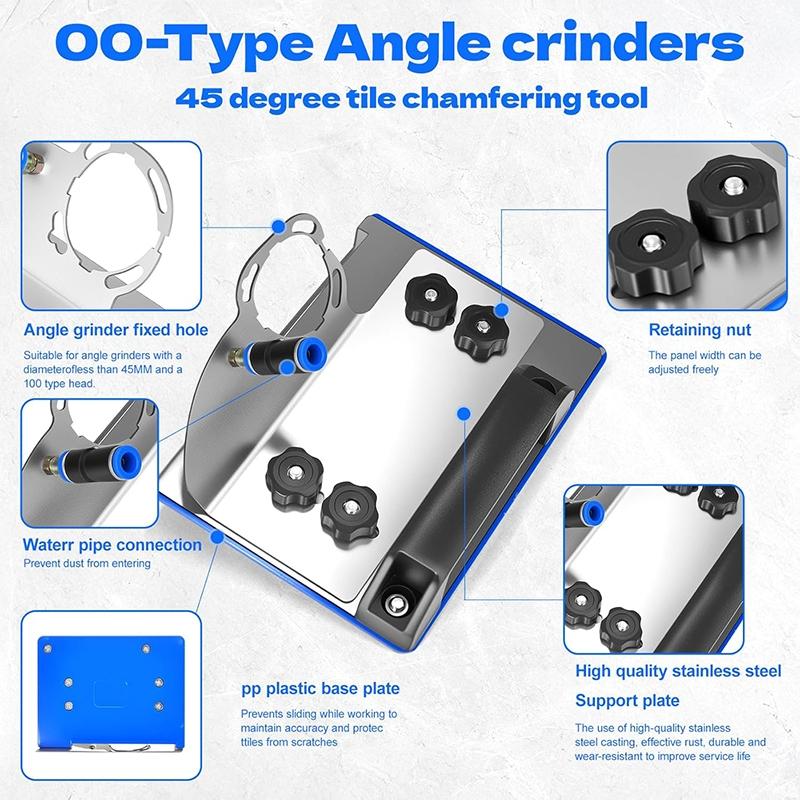 45 Degree Tile Chamfer Tool, Angle Grinder Stand for Tiles, Universal Type 100, Fixed Corner Grinding Machine Holder