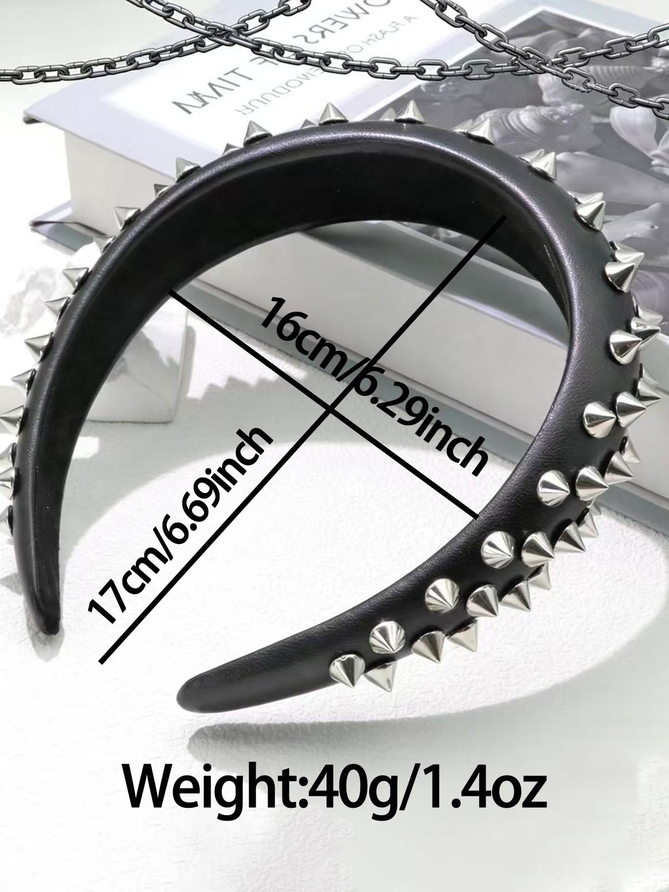 Spike Headband Punk Leather Studded Hair Band, Gothic Rock Roll Hair Hoops, Valentine's Day Cosplay Accessory, Women and Girls