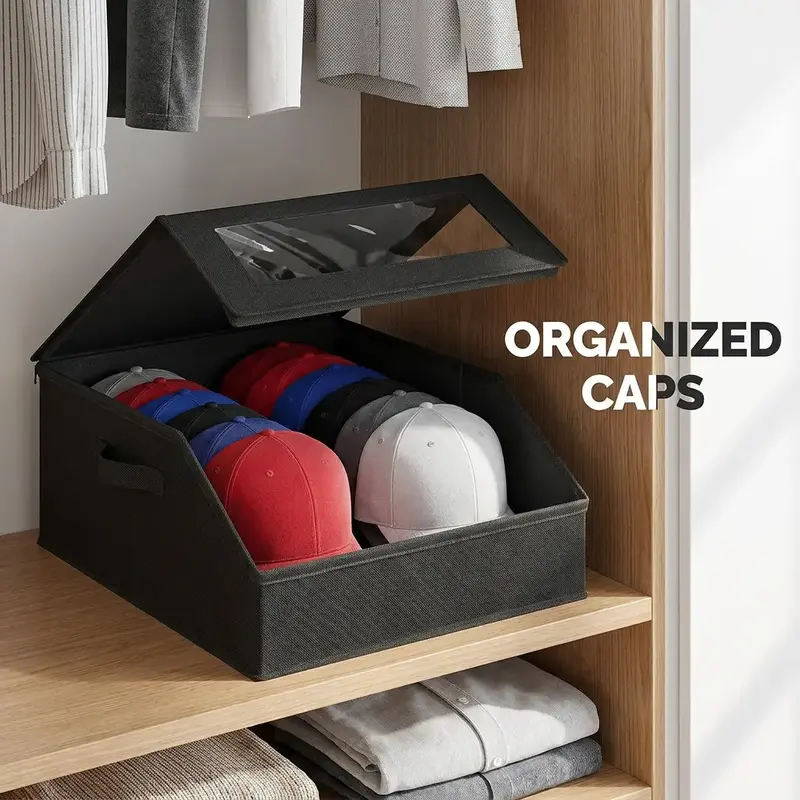 Baseball Cap Storage Box, Hat Storage Boxes, Collapsible Bins Foldable Storage Containers Hat Organizer with Labels, Large Capacity for Home, Travel and Closet, Multi-Color Options #GLOBAL PICKS