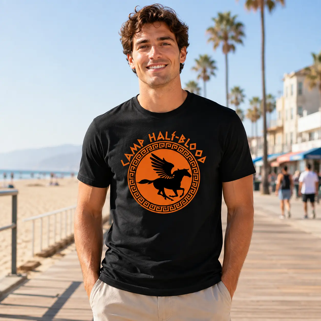 Camp Half-Blood Pegasus Graphic T-Shirt, Greek Mythology Demigod Camp Tee, Fantasy Adventure Shirt, Percy Jackson Inspired Fan Gift for Men Women