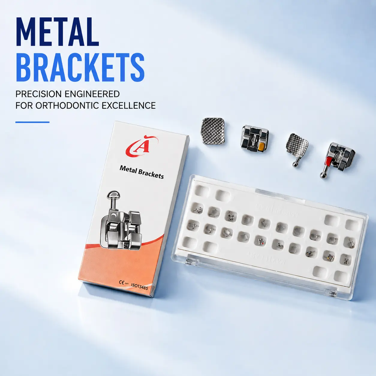 Metal Dental Bracket Set Mesh Base Dental Clinic Consumables with Storage Box