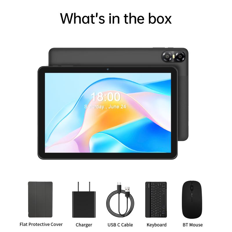 [New Upgrade] PRITOM 2026 Android 15 Tablet 10.1" 16G(4+12) RAM 64GB Storage Full Bundle with Keyboard Mouse Case and Stylus Perfect Valentine’s Day Gift
