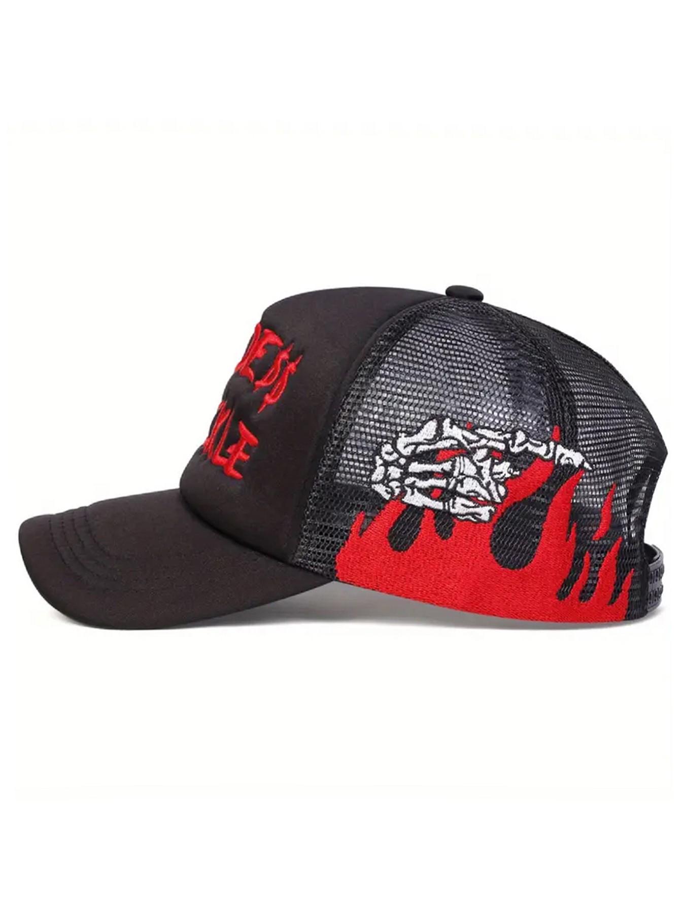 2026 New Personalized Creative Baseball Hat RUDE Hand Skull Embroidered Breathable Mesh Hat Street Fashion Hip Hop Skateboarding Hat Outdoor Leisure Sports Sunshade Hat Daily Commuting Decorative Hat Male Female Same Style