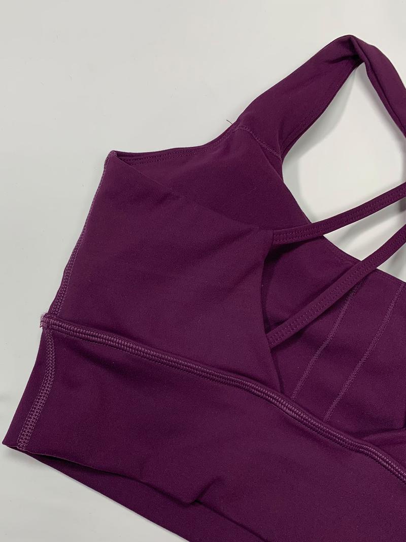 Women's Elastic Backless Sports Bra with Pads, Sexy Crossback Design, Moisture-Wicking Yoga Innerwear, U-Neck, All Seasons, Gym Workout Clothes