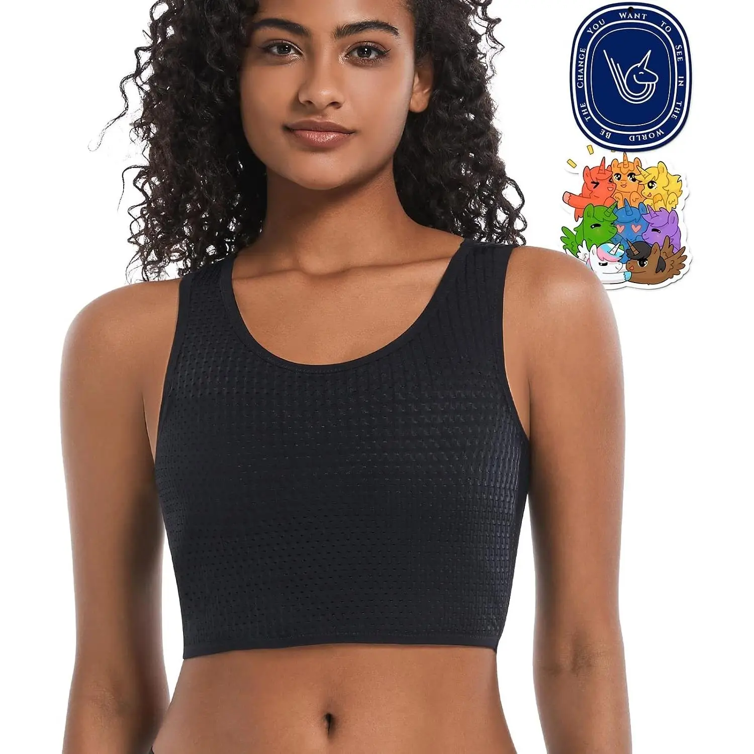 Trans Chest Binder, Pullover Design, Moisture-Wicking, with 1PC Fragrance Card & 1PC Sticker, BlackGift