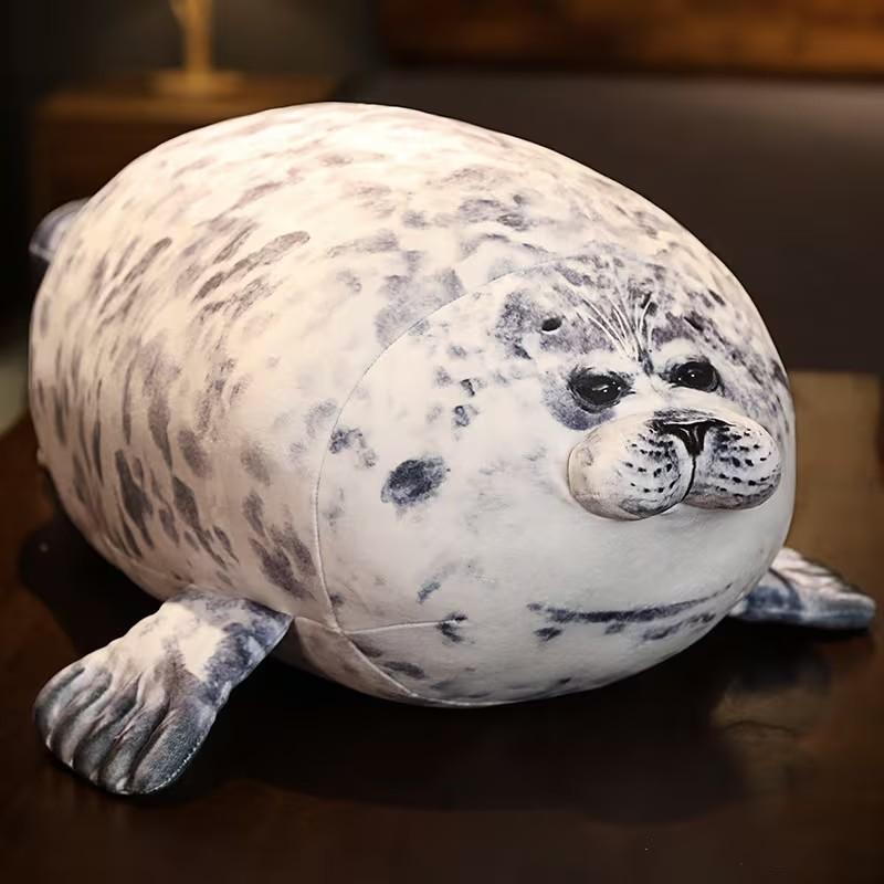 Cute Seal Plush Toy, Soft Plush Seal Ocean Theme Party Gift, Lazy Pose Stuffed Animal with Smooth Fins, Ideal for Baby Room Hugging/soothing Sensory Play
