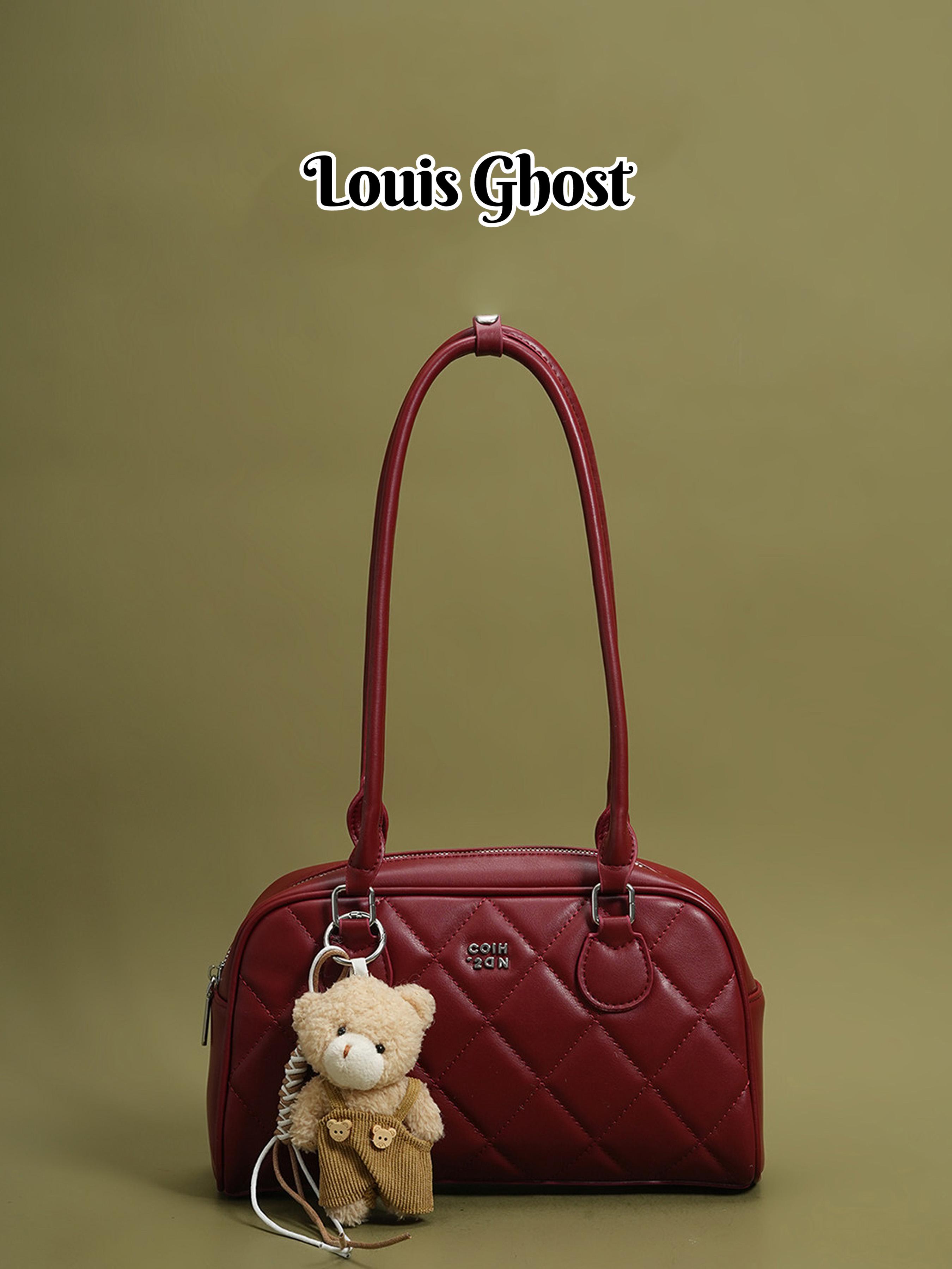 Single-shoulder bag: Cute bowling bag; Japanese sweet style artificial leather women's shoulder bag; designer custom diamond-patterned handbag; trendy retro tote bag; elegant and small daily purse; School-style commuting and date single-shoulder bag