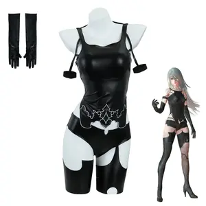 Game NieR:Automata A2 Cosplay Costume Wig Sexy Black Battle Suit For Women Girl Handsome Halloween Party A2 Role Play Outfit