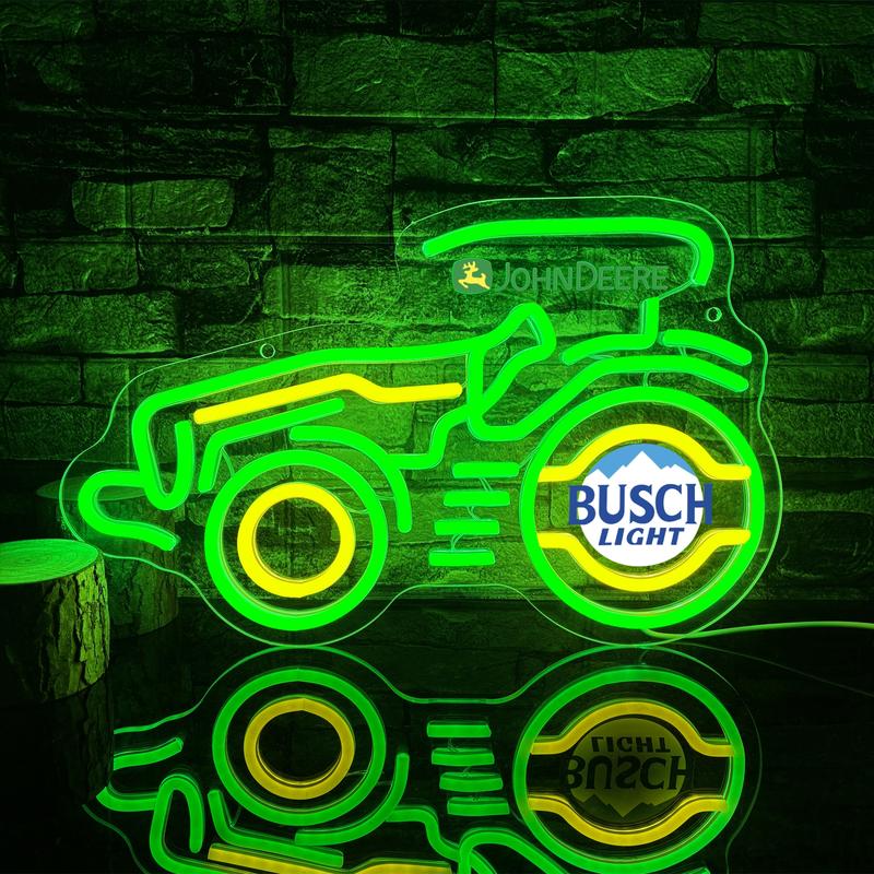 Vintage Tractor Neon Sign - USB Powered, Dimmable, Wall-Mounted, Personalized Cute Green Vehicle LED Light for Home Man Cave Garage Bar Bedroom Birthday Gift for Boys Men Neon Lights