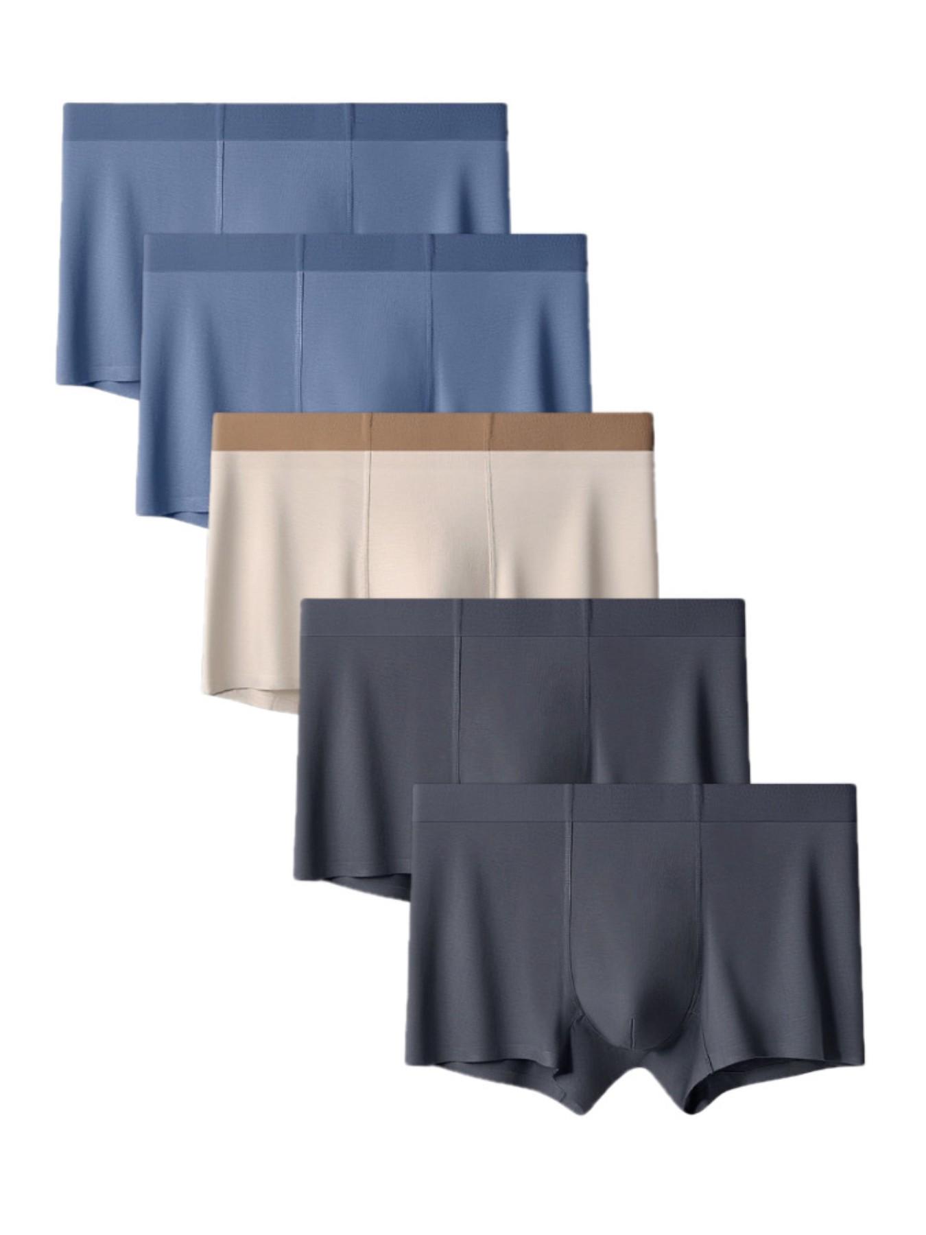 Men's Modal Underwear Minimalist Seamless Solid Thin Japanese Basic Silky Style Business Luxury Casual High Stretch No Chafing Breathable Antibacterial Quick-Drying Skin-Friendly No Ride-Up No Stuffiness for Big Guys Office Workers Gym 3/5/7 Packs