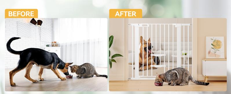 Yitahome Extra Tall 55" High Metal Dog Gate with Cat Door, Auto Close Pet Gate Indoor for Stairs, Doorways, Baby Gate With Pet Door Dog Cat Child Safety Extra Wide Walk Thru Fence Guard