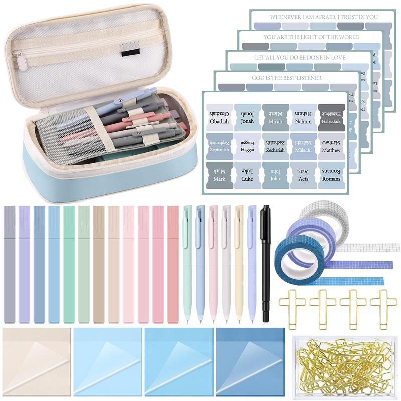 Easter Gift Bible Journaling kit 33 Pcs Bible Aesthetic Supplies with Pencil Case Gel Pen Colorful Highlighters Marker Pen Tabs Notes Transparent Sticky Notes Cross Clip Tapes Bible Study Supplies Annotation Kit Stationery School Study Supplies Easter Gift Bible Journaling kit 33 Pcs Bible Aesthetic Supplies with Pencil Case Gel Pen Colorful Highlighters Marker Pen Tabs Notes Transparent Sticky Notes Cross Clip Tapes Bible Study Supplies Annotation Kit Stationery School Study Supplies