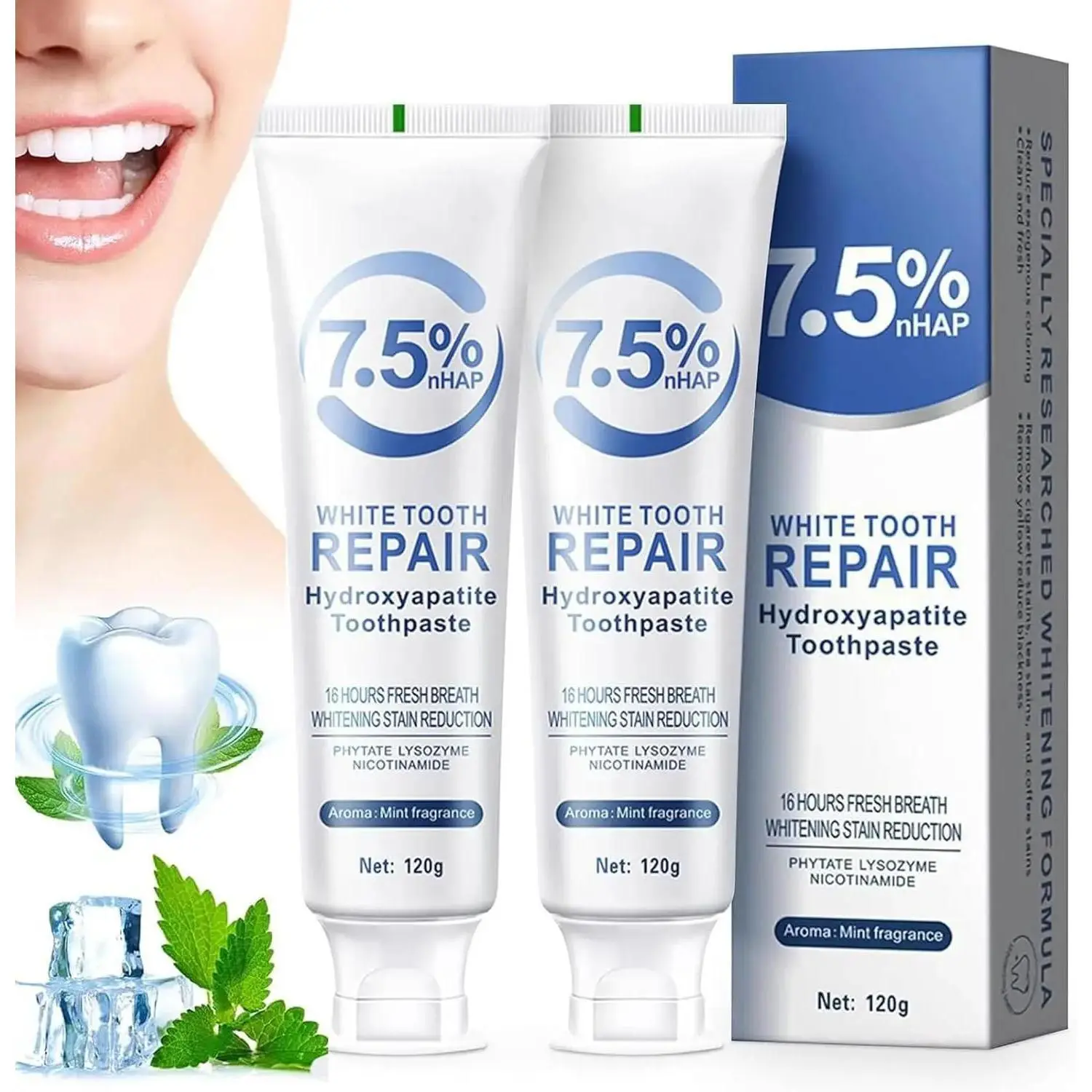 1/2/3Pcs Hydroxyapatite Toothpaste for Advanced Enamel Protection Tooth Strengthening Fresh Breath Deep Cleaning Care Toothpaste