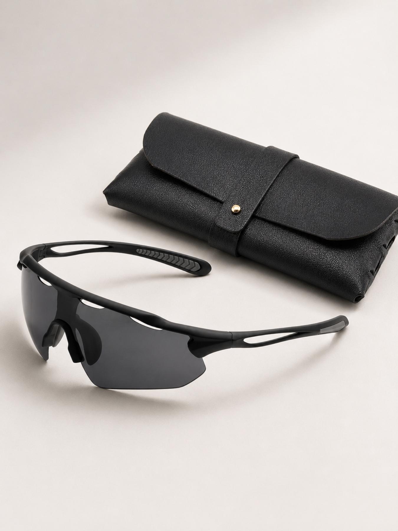 Neutral Fashion Bike Sunglasses with Case, Cycling Eyewear, Mountain Biking Sun Glasses, Sports Glasses, Outdoor Cycling Glasses, Color-Coated Lenses, UV Protection, Ideal for Beach, Running, Hiking, Skiing