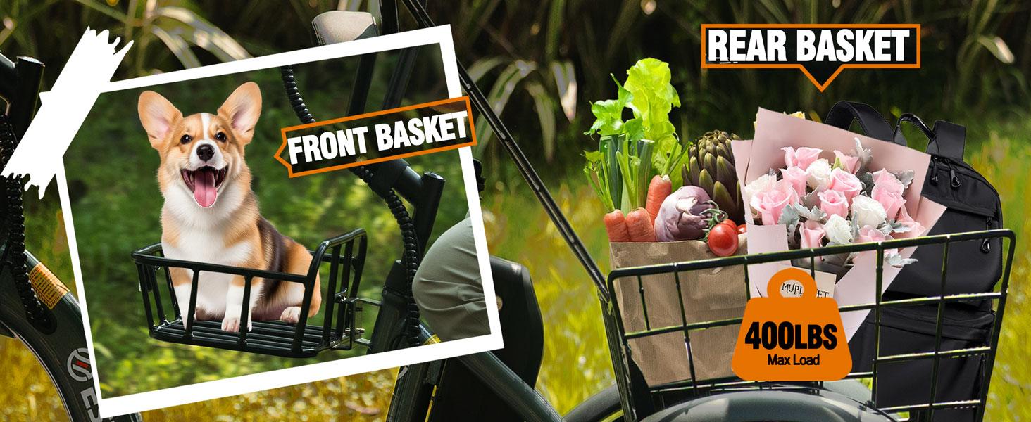 Eskute T300 Electric Tricycle Trike for Adults 48V10.4Ah Removable Battery 18*3.0 1200W Peak Power Foldable 3 Wheels Electric Bikes Bicycle for Adults Three Wheel Electric Cruiser Tricycle ebike 18 MPH 55 Miles Foldable Frame & Basket atv wholesale