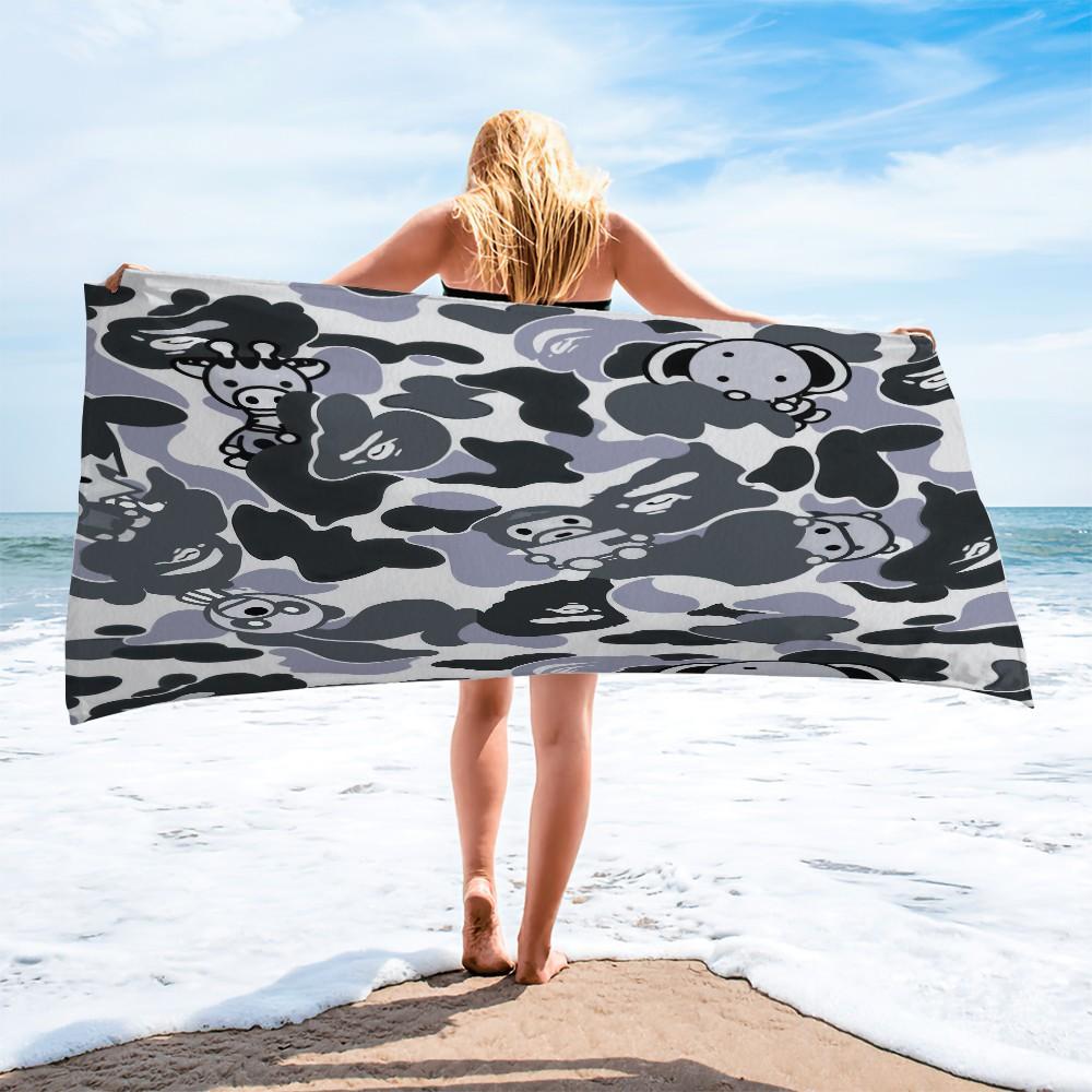 Camouflage Print Beach Towel, Gray/Blue Yellow/Black White Camo Styles, Quick Dry Soft Absorbent Sand Free, Towel for Beach Pool Bathroom, Suitable for Kids Teens Adults, Ideal Gift Choice
