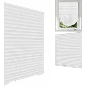 Cordless No Drill Easy Install Cut Size Pleated Paper Blinds for Indoor Windows Temporary Light Filtering Shades for Nursery Bedroom Bathroom Kitchen Office Door