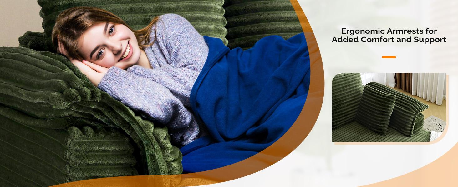 VINGLI Lounge Chair, 56" Oversized Reading Chair  Chaise Sofa Recliner Bed Upholstered Comfy Sleeper Couch with Throw Pillows and Armrests for Living Room, Movie Room, Bedroom Modular Cloud Corduroy Foldable Velvet Boneless Sectional Leather Faux Brown