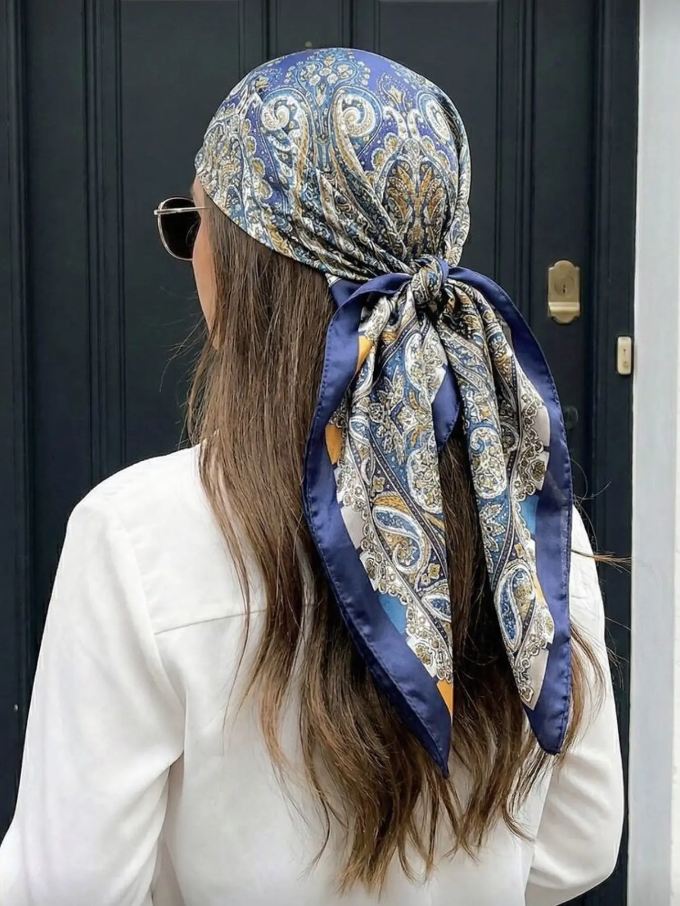 Vintage Paisley Silk Scarf, Boho Style Headscarf for Beach Sun Protection, Long Hair Tie, Fashion Necktie, Bag Decor, All-Season Accessory