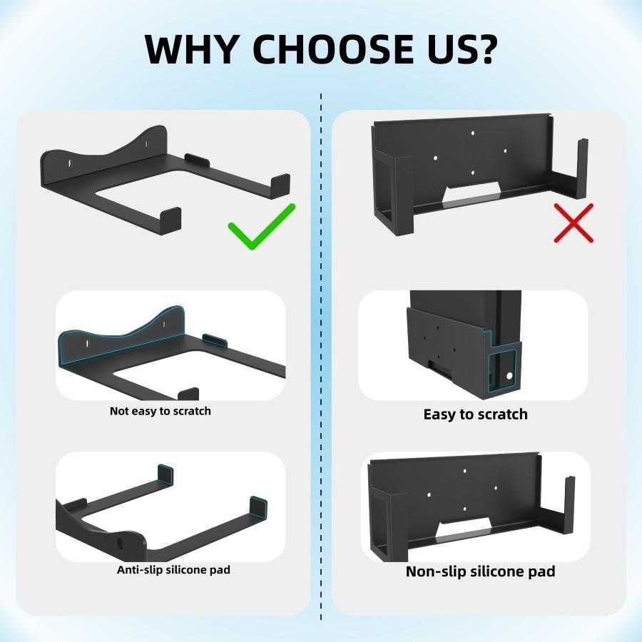 Xbox Series X Wall Mount and Under-Desk Stand with Charging, Sturdy Full Metal Console Holder with Scratch-Proof Silicone Case and Headphone Stand