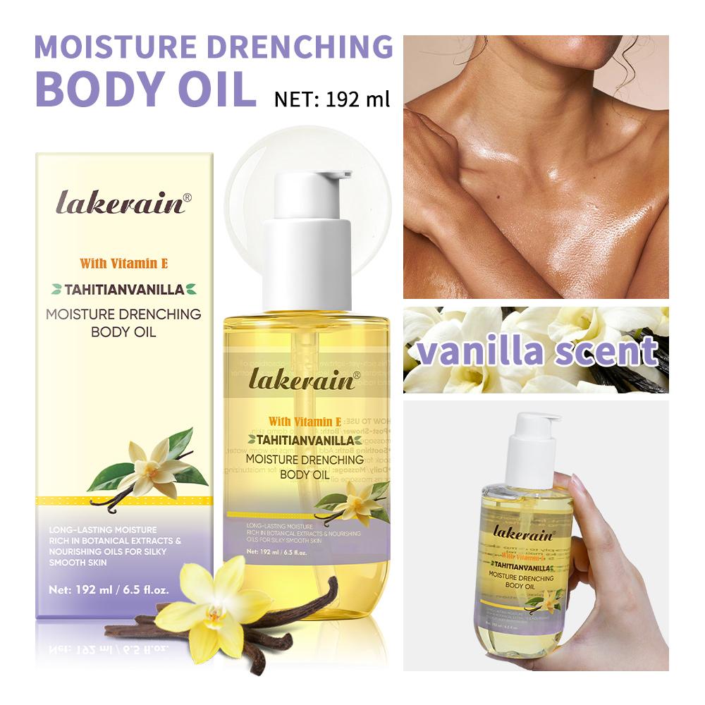 MOISTURE DRENCHING BODY OIL Lightweight Non-Greasy Moisturizing Body Oil, Fast-Absorbing Long-Lasting Moisture for Dry Rough Skin, Softens Smooths with a Radiant Glow, Warm Vanilla Scent for Daily Nourishing Ritual, Pick your scent!