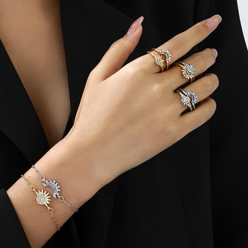 Sun Moon Same Radiance Stacked Handmade Female Personality Simple Diamond Sun Moon Couple Bracelet