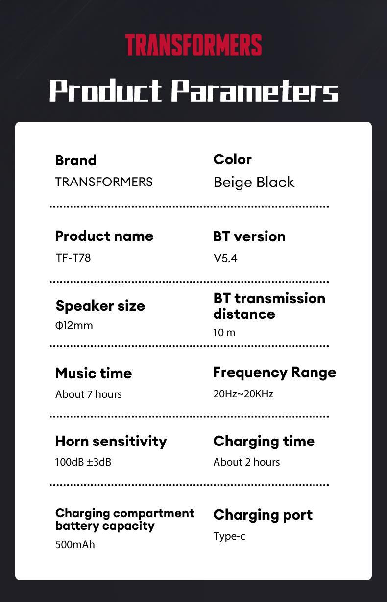 TRANSFORMERS TF-T78 OWS Touch Screen Bluetooth Earphones with Built-in 169-Language Translation, Support Playing Music & Phone Calls, Wireless Open Free Headphones Adaptive Anc Earbuds Tws Earbuds Audio Electronic Headset