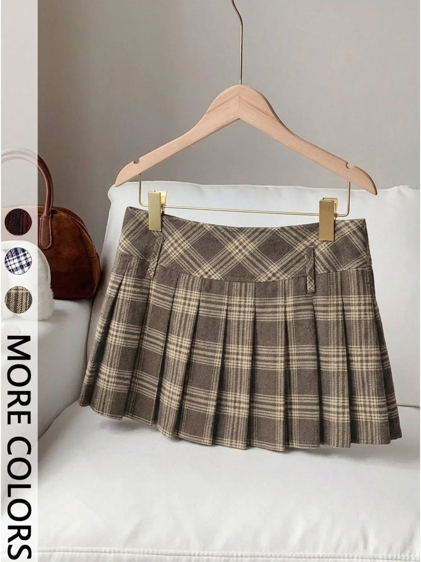 Women's Casual Plaid Striped School Style Pleated Short Skirt with Safety Protection Shorts, Trendy Fashion Bottoms for Daily Wear, Mini Skirt