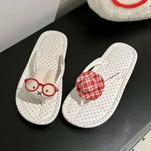 Miffy Slippers Girl Summer Flip Flops 3D Cartoon Doll Kawaii Glasses Bow Slippers Anti Slip Outdoor Comfortable Creative Design