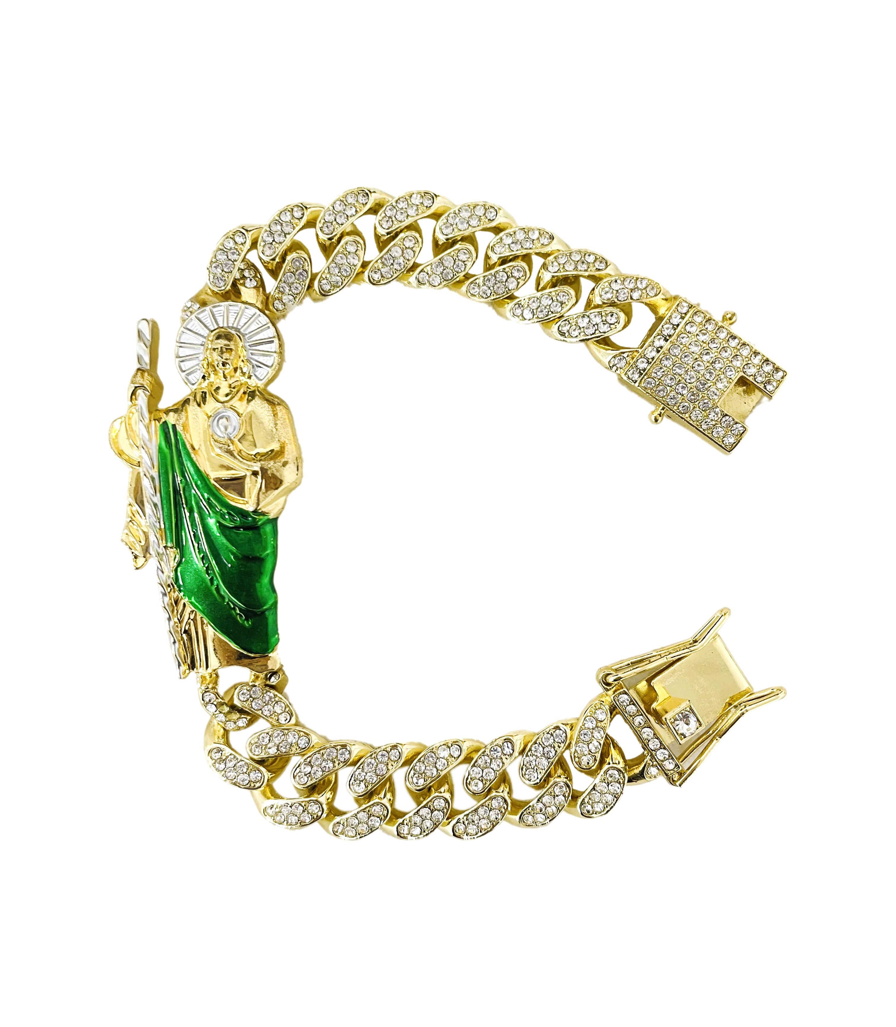San Judas Tadeo Bracelet, Stainless Steel 24k Gold Plated Saint Jude Pendant friendship bracelets san judas san judas