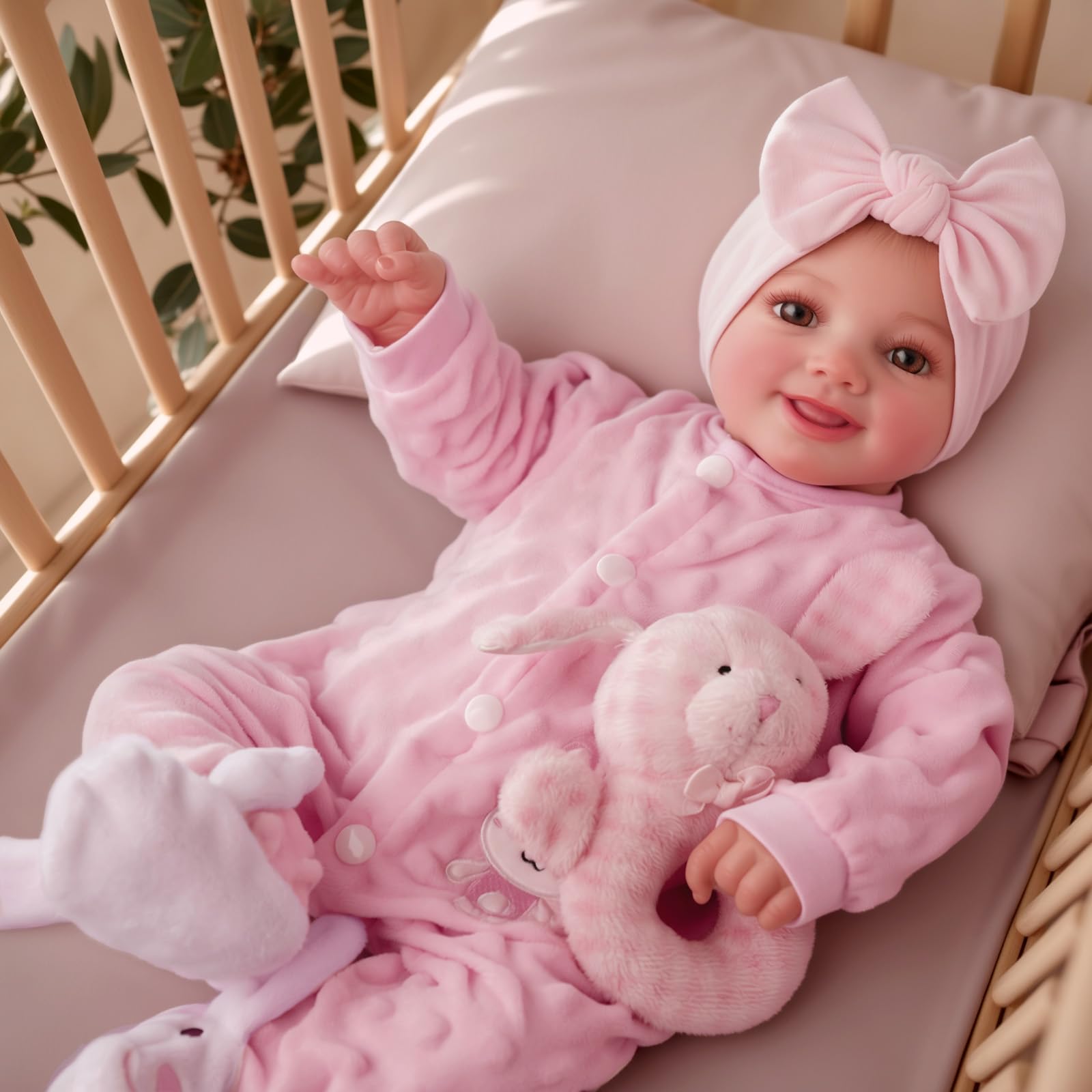 BABESIDE Reborn Baby Dolls - 17/20 Inch Cute Soft Vinyl Realistic Baby Doll Girl Poseable Smiling Real Life Rebornbabydoll with Complete Accessories for 3+ Years Old Gifts