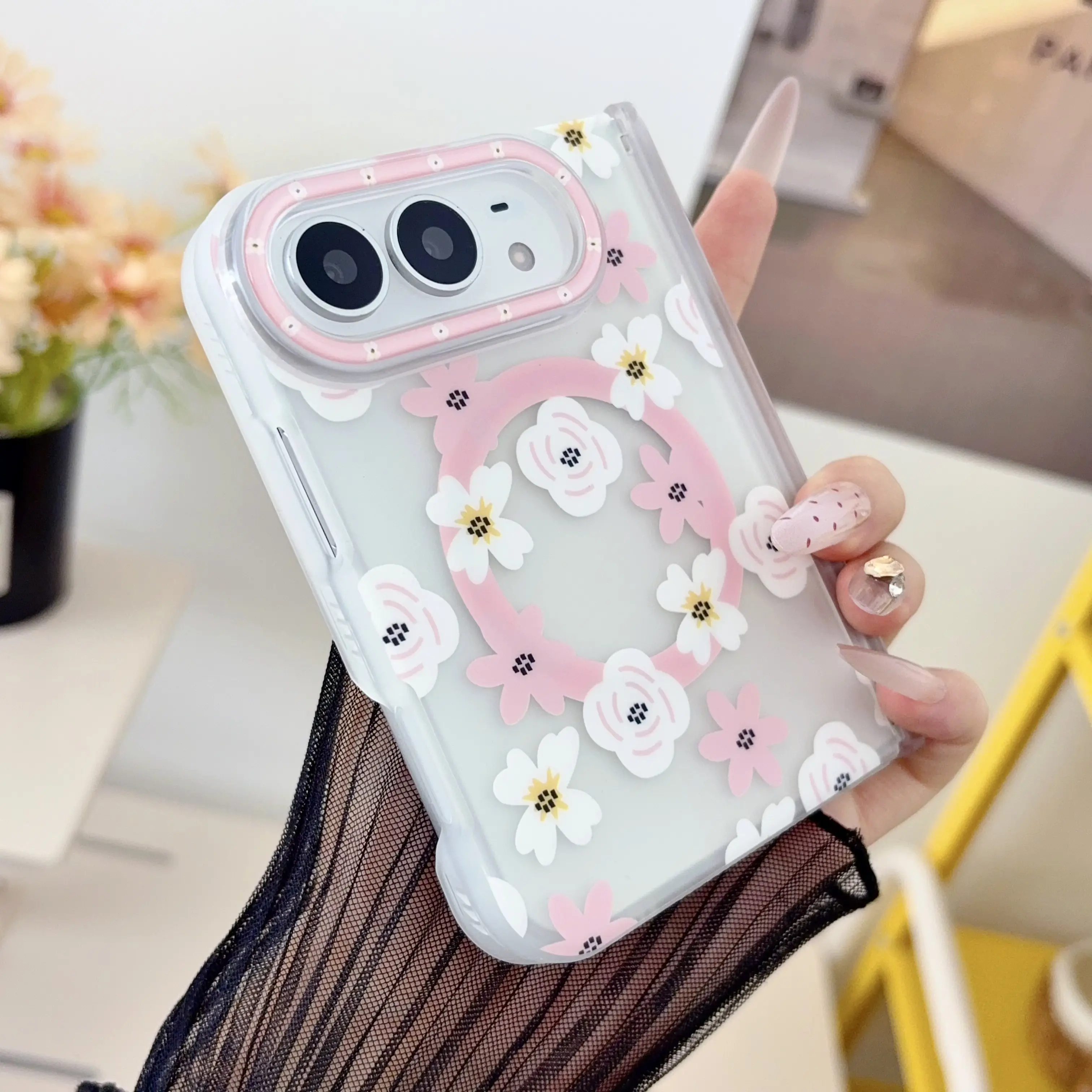 TPU3D stamen pattern magnetic folding mobile phone case suitable for iPhone18Duo magnetic folding mobile phone case, compatible with MagSafe, great gift