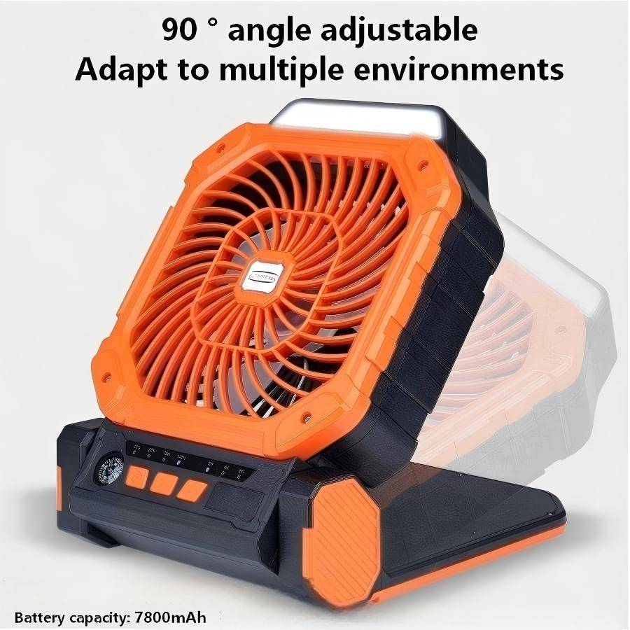 New Solar Powered Outdoor Fan with Solar Panel, Portable USB Charging, 4 Speeds, 3 Light Modes, Ultra Quiet, Timer, Camping Tent Fan