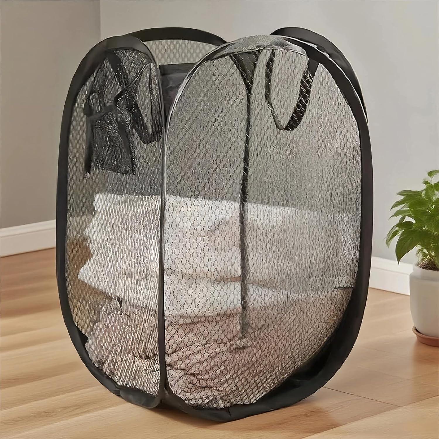 3-Piece Foldable Laundry Basket Set, Pop-Up Mesh Dirty Clothes Bin, Large Capacity Storage Tray, Ideal for Home Use, Perfect for Renters and Young Families