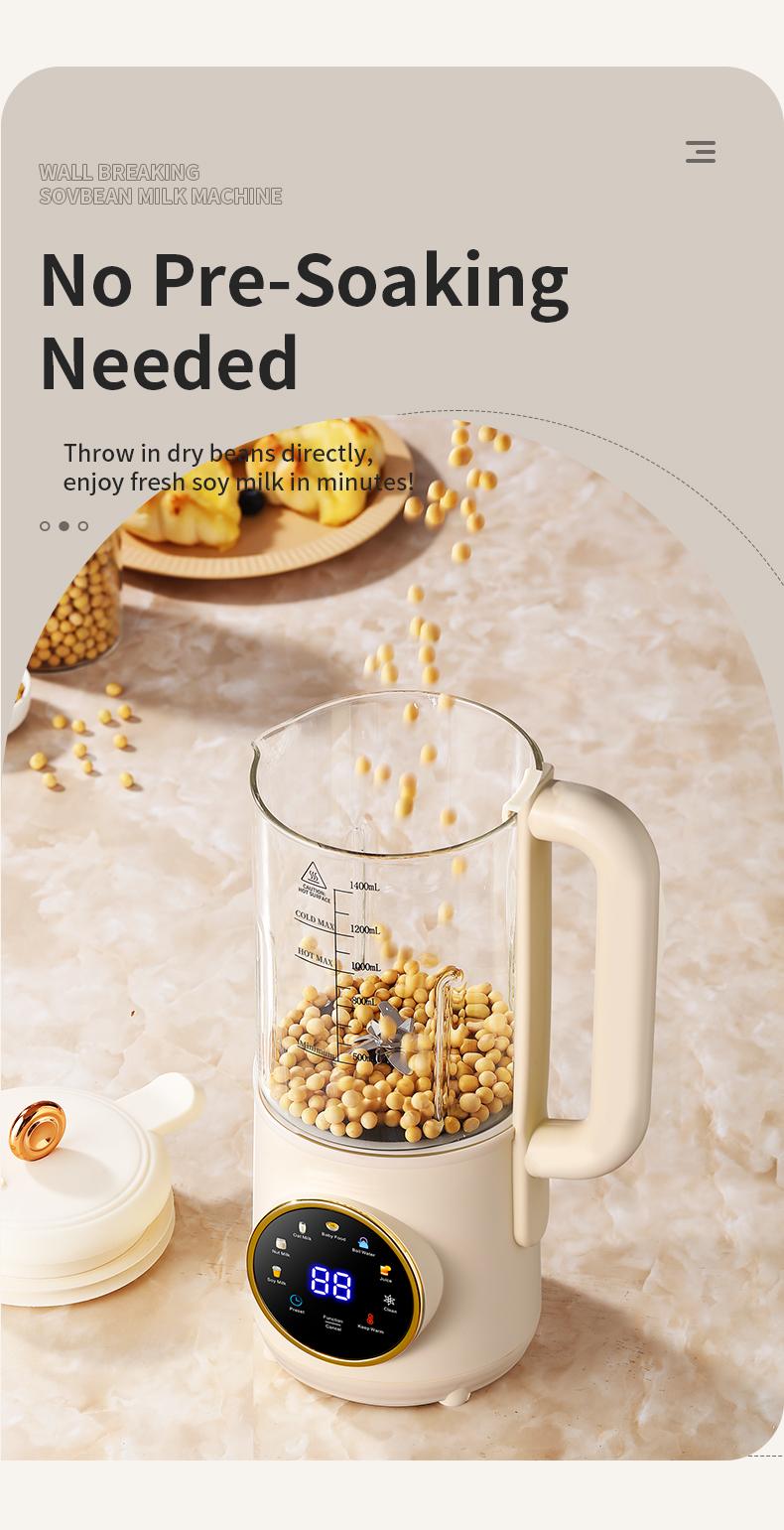 Multifunctional Soy Milk Maker with Timer Keep Warm Self Cleaning Juice Soy Milk Jam Making Functions 24 Hour Delay Start 7 Programs