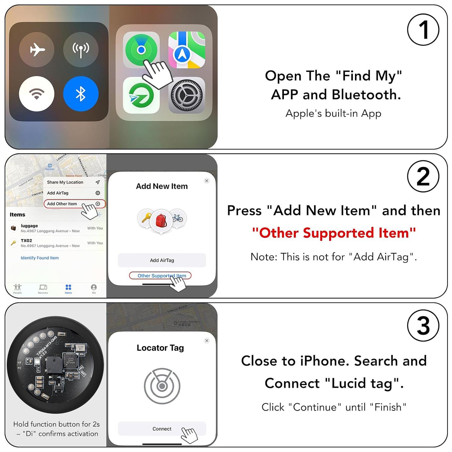 Car GPS tracker, mini Tracker device, with waterproof and anti-magnetic case - no monthly fee - Best invisible GPS tracker, anti-loss device, compatible with Apple Find My Father's Day gift