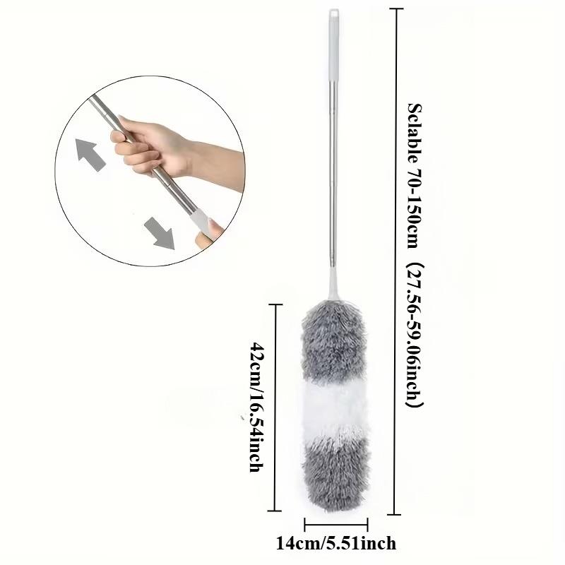 1pc Extendable Cleaning Duster, Home cleaning tool, with Retractable Pole & Bendable Head - Heavy-Duty Extension Pole, Non-Electric High Reach Dusting Brush for Ceiling Fans, Ceiling, Furniture - Washable Microfiber Bristles & Sturdy Construction - Ide