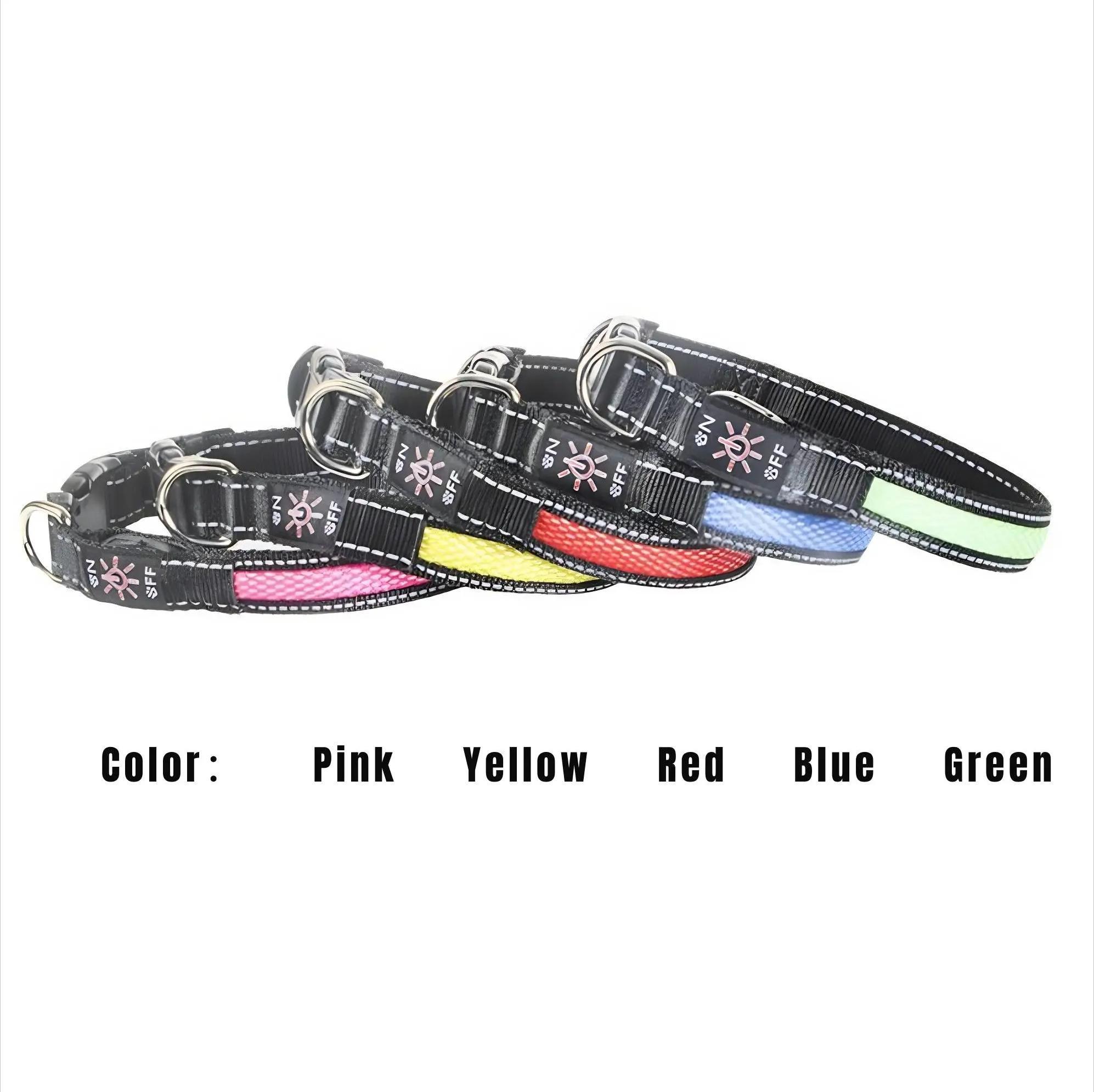 LED Light Up Dog Collar, USB Rechargeable Luminous Safety Collar, Adjustable Soft Mesh for Small Medium Large Dogs S‑L