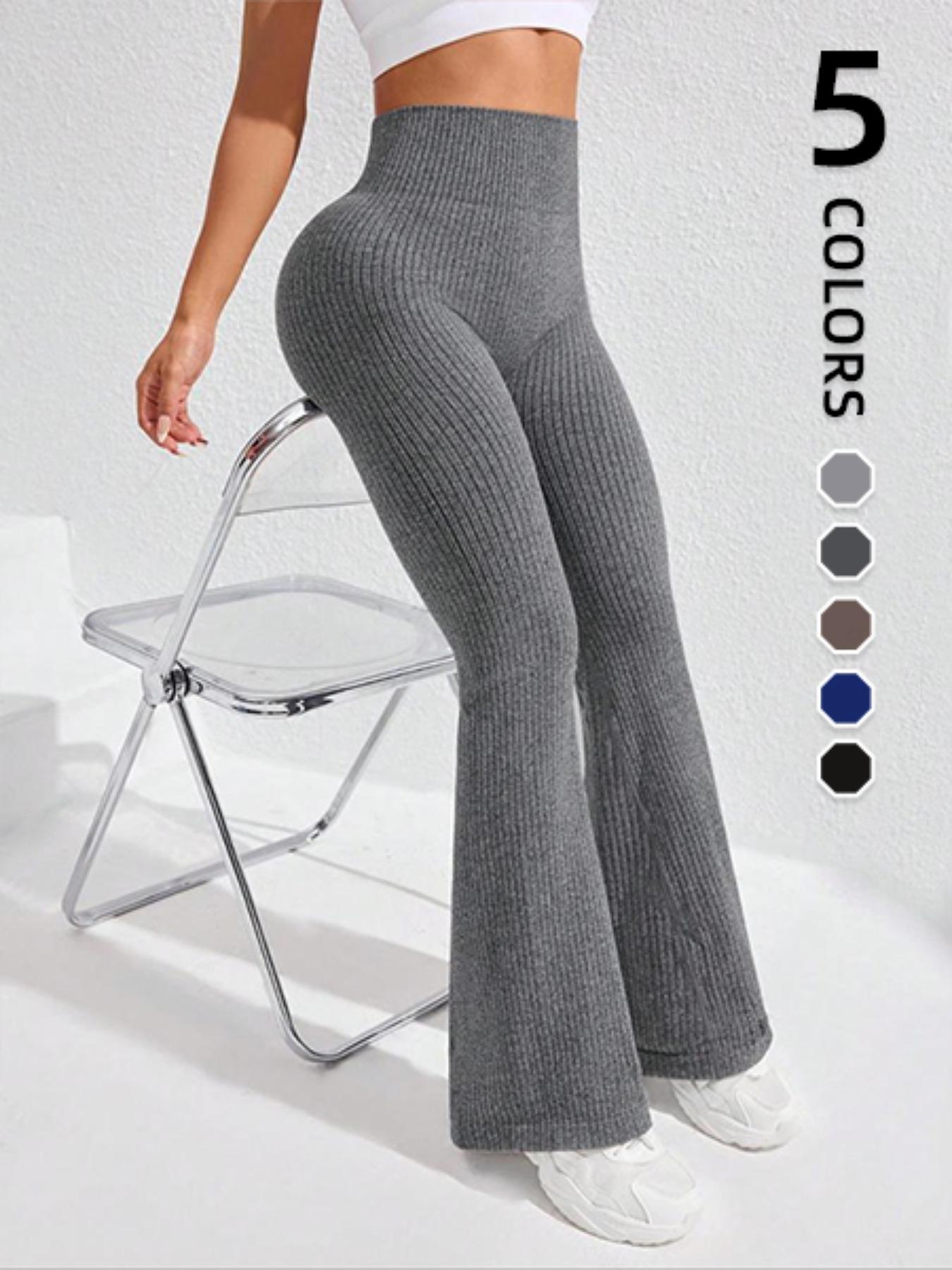 Women's High Waist Yoga Leggings, Seamless Butt Lifting Sports Pants, Vertical Stripe Flare Pants, Gym Workout Leggings, Ideal for Hiking and Outdoor Activities