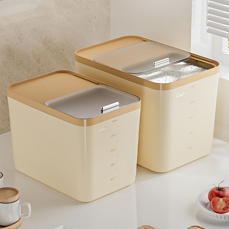 Large Food Storage Bin with Lid, 5kg Airtight Rice Dispenser for Flour, Nuts and Grains, Kitchen Organization
