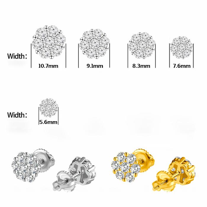 Delzzad S925 D Color VVS Synthetic Moissanite Flower Stud Earrings Mother's Day Gifts Jewelry