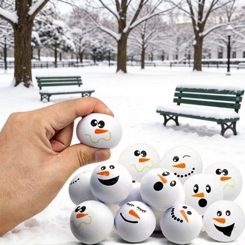 20pcs New 4cm PU Ball Christmas Snowflake Snowman Balls, Various Expressions, Holiday Decorations, Party Supplies, Gift Ideas