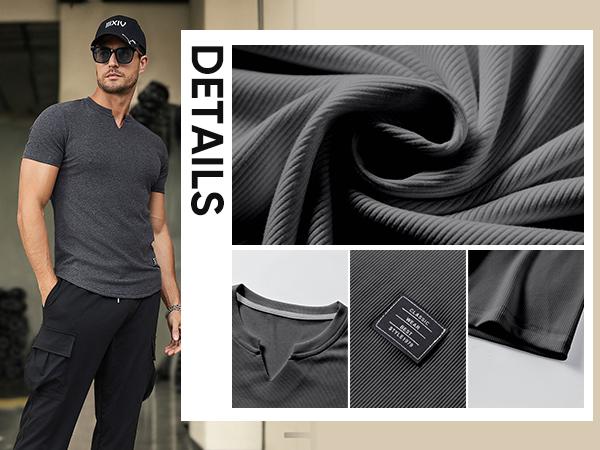 JMIERR Men's Plain Muscle Slim Fitted T Shirt Polyester V-Neck Longline Shirt Gym Workout Athletic Tee Shirts Menswear Casual Tops,Short Sleeve T-Shirt for Daily Outdoor Wear,Men's Streetwear Outfits