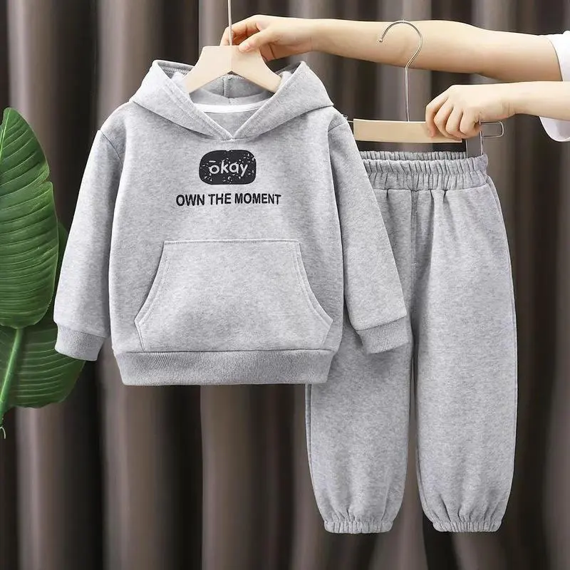 LM Boys' Thick Fleece, Polyester Blend 2-Piece Hooded Casual Sweatsuit Set - Winter Hoodie & Sports Sweatpants