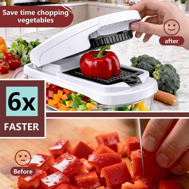 Snofrid Vegetable Chopper, 15-In-1 Multifunctional Food Chopper, Professional Onion Chopper with 8 Blades, Essential Kitchen Tool