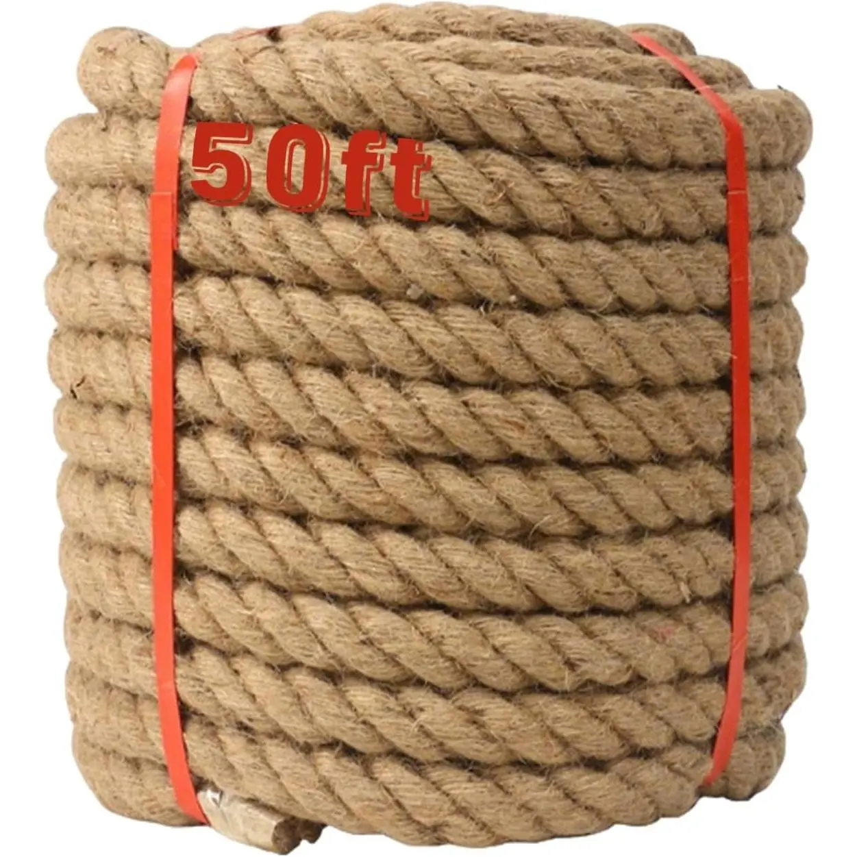 Natural Jute Rope 1 Inch x 50 FT with a high-end Retro Look and Super Load-Bearing Performance for Crafts, Porch Swing Rope for Decor, Railing, Landscaping