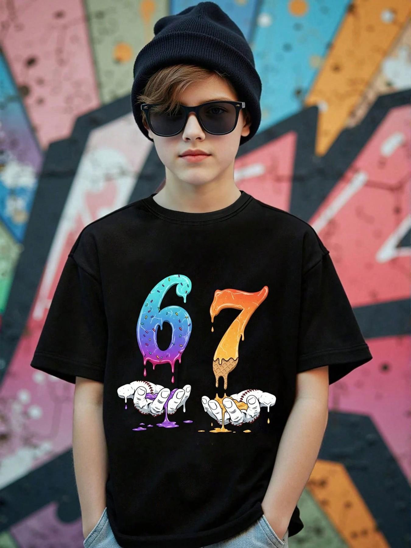 LGB hand graphic タンクトップ Y2K Boys' Black Y2K Streetwear Graphic Tee, Gradient 