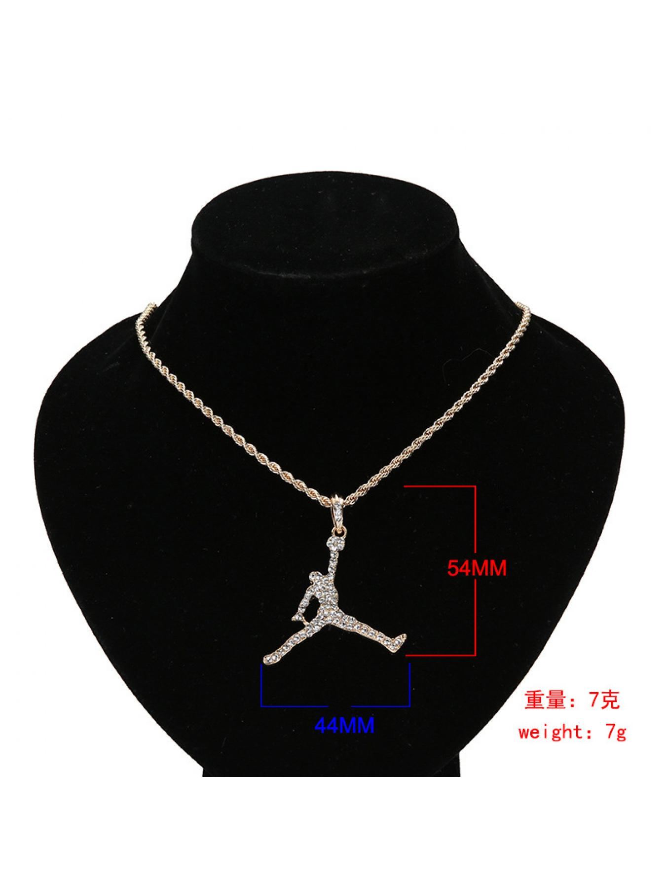 European and American hip-hop personalized portrait pendant with a sporty style, paired with a 3mm twisted chain necklace, men's slam-dunk pendant, vintage accessory