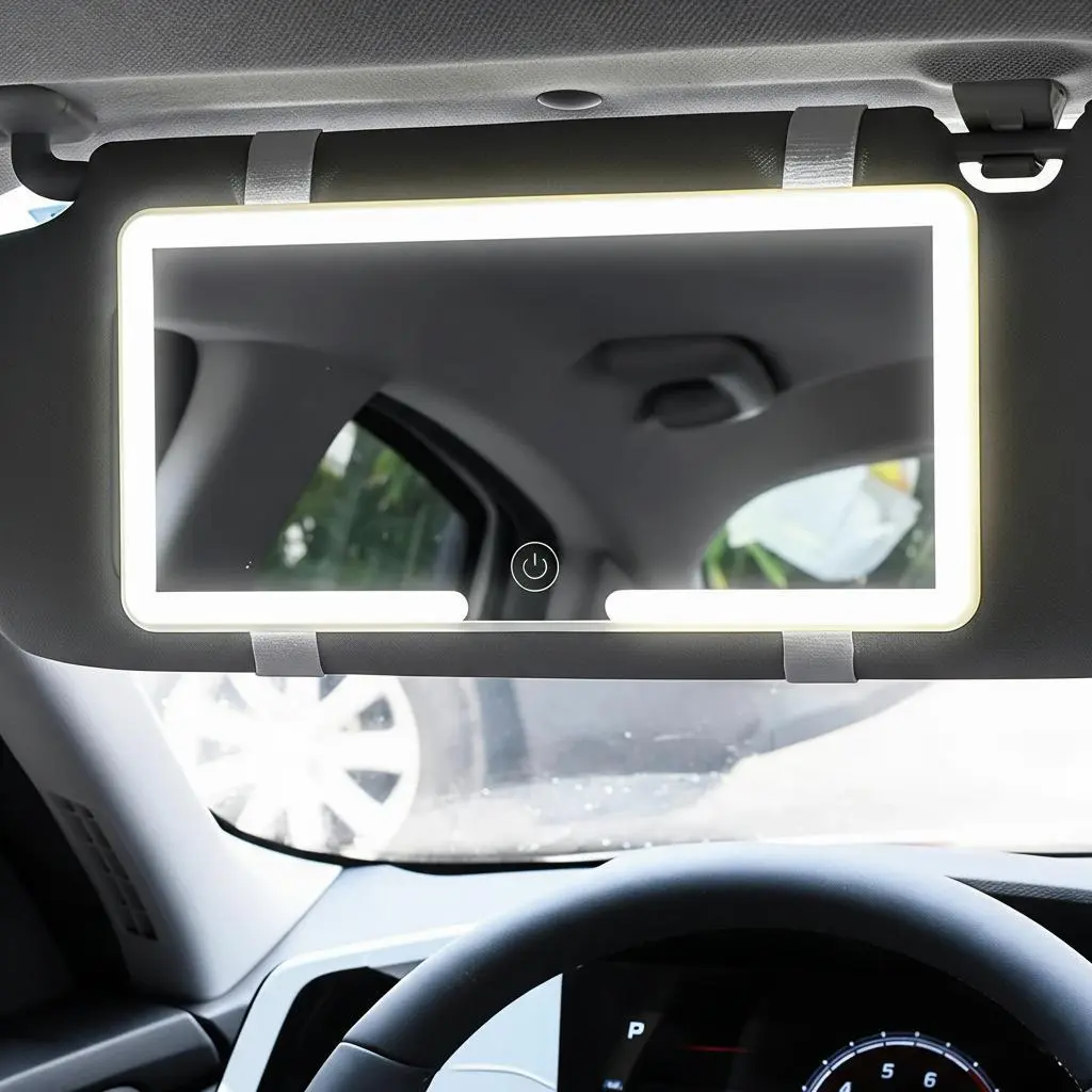 Car LED Makeup Sun Visor Mirror - Compact, High-Definition Clear-View Car Accessory with LED Lighting, 1 Count for Easy Application